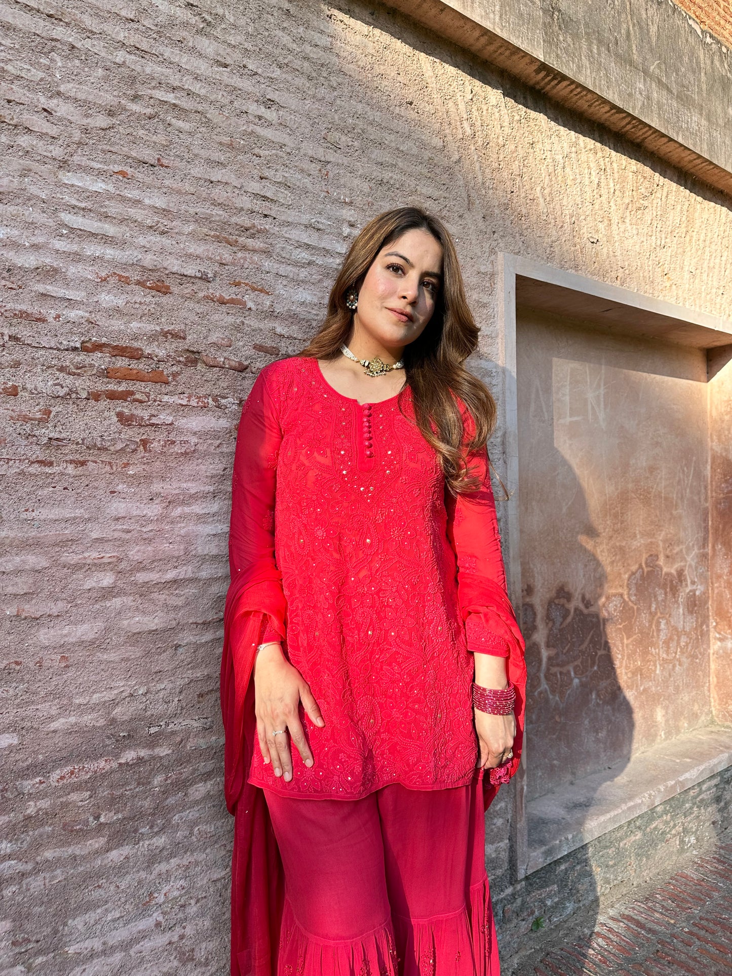 Chikankari and Mukaish Sharara set