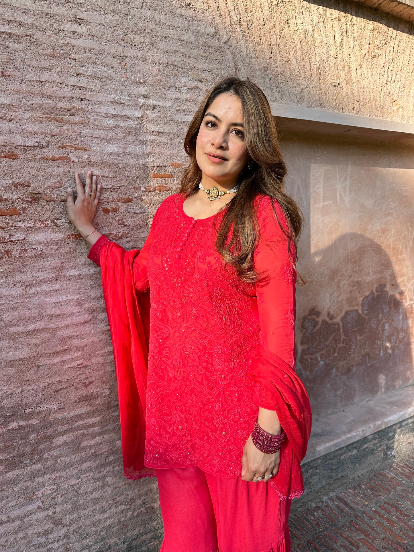 Chikankari and Mukaish Sharara set