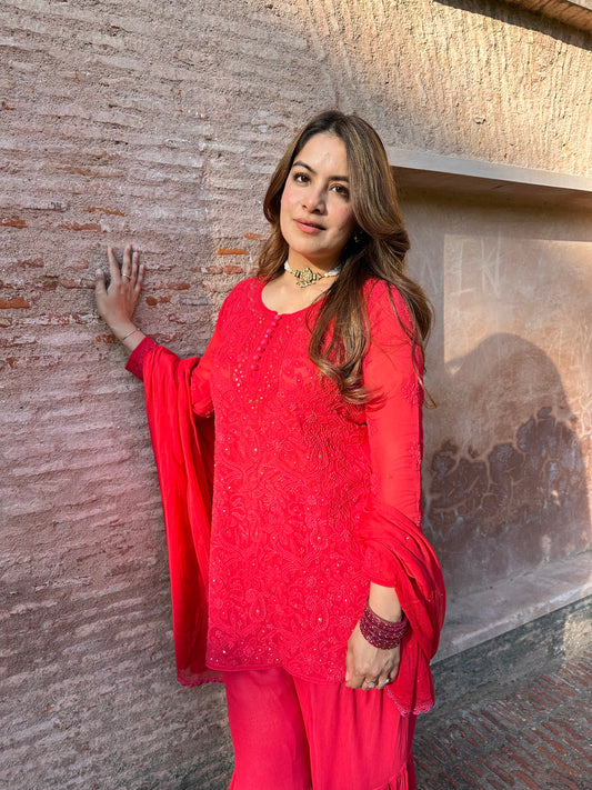 Chikankari and Mukaish Sharara set