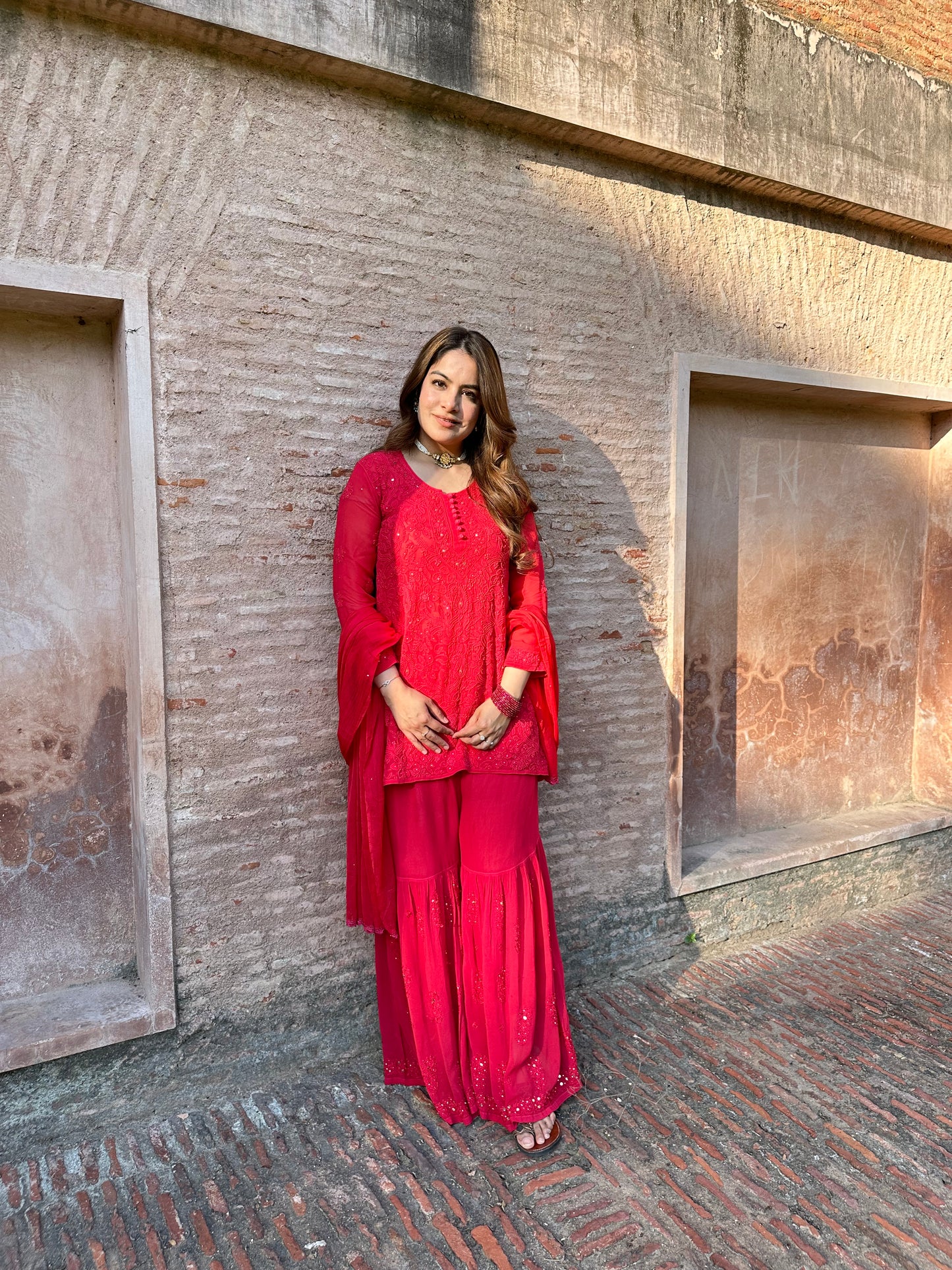 Chikankari and Mukaish Sharara set